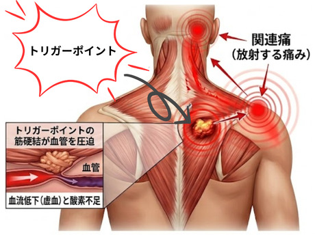 トリガーポイントは血行不良や関連痛の原因に繋がる